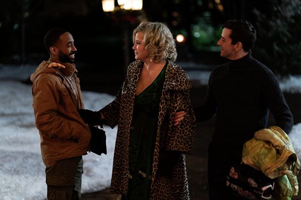 Philemon Chambers, Jennifer Coolidge and Michael Urie in Michael Mayer’s holiday treat Single All The Way (a Netflix release)