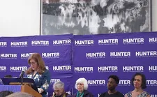 Hunter College President Jennifer J Raab, Blanche Wiesen Cook, Clare Coss, Jacqueline Woodson and Jacqueline Nassy Brown
