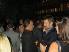 Richard Linklater with Ethan Hawke at the Boyhood after party in the Abby Aldrich Rockefeller Sculpture Garden
