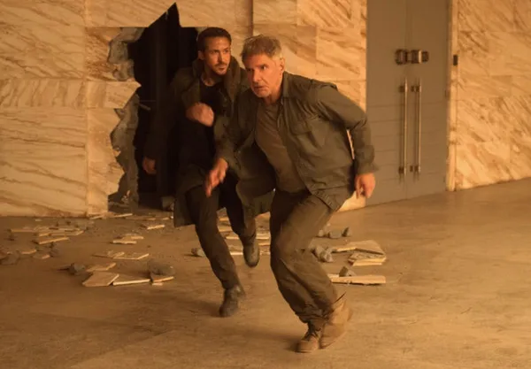 Ryan Gosling and Harrison Ford in Blade Runner 2049