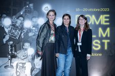 Sabine Krayenbühl and Zeva Oelbaum with Dior Creative Director Maria Grazia Chiuri at the Rome Film Festival Obsessed With Light World Premiere
