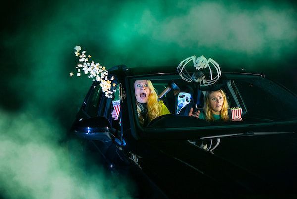 Sarah Drummond and Laura Montgomery get ready for a good scare in Edinburgh
