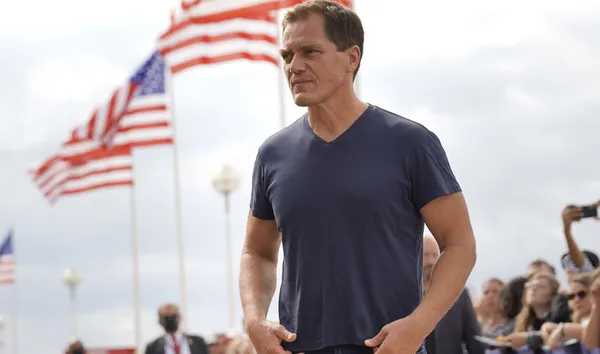 Michael Shannon on the seafront boardwalk in Deauville where a beach cabin was named after him and he received a festival Talent Award