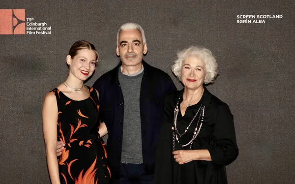 Greek trio from Sea of Glass at its world premiere at the Edinburgh International Film Festival (from left) Christiana Matelska Toka, Alexis Alexiou and Evangelia Andreadaki
