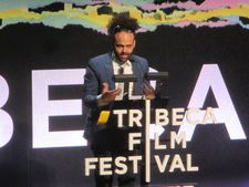 Shawn Snyder accepting the Tribeca Film Festival New Narrative Director Competition award