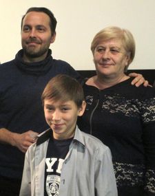 Simon Lereng Wilmont with Oleg Afanasyev and his grandmother Alexandra Ryabichkina