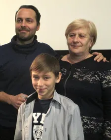 Simon Lereng Wilmont with Oleg Afanasyev and his grandmother Alexandra Ryabichkina