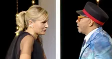 When Julia met Spike: Julia Ducournau rushed over to greet Jury President Spike Lee after receiving the Palme d’Or on the closing night of the Cannes Film Festival
