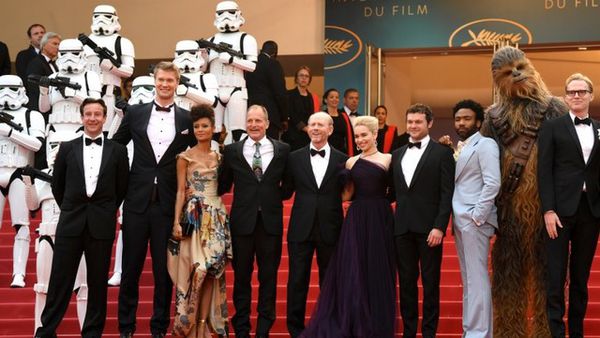 Roll call of honour for the cast and crew at the Solo: A Star Wars Story premiere in Cannes