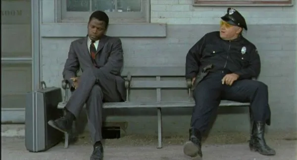 Sydney Poitier and Rod Steiger in In The Heat Of The Night