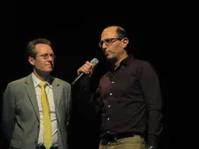 DOC NYC Artistic Director Thom Powers with Emptying The Skies producer Roger Kass on CABS members, Andrea, Sergio, and Piero: "The reason none of them is here is because on Saturday, they are facing a trial in Cyprus".