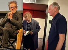 Tom Waits at the press conference and with Ed Bahlman at the Memorial for Robert Wilson