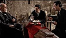 Luigi Pirandello (Toni Servillo) with Sebastiano Vella (Salvatore Ficarra) and Onofrio Principato (Valentino Picone) in Roberto Andò’s Strangeness
