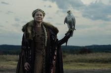 The majestic Margrete (Trine Dyrholm) Queen of the North with her falcon