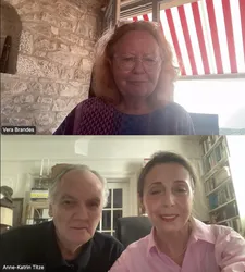 Vera Brandes with music producer and 99 Records founder Ed Bahlman and Anne-Katrin Titze on watching Mala Emde play her: “I said, Mala, you're doing a great job. It's all yours now.”