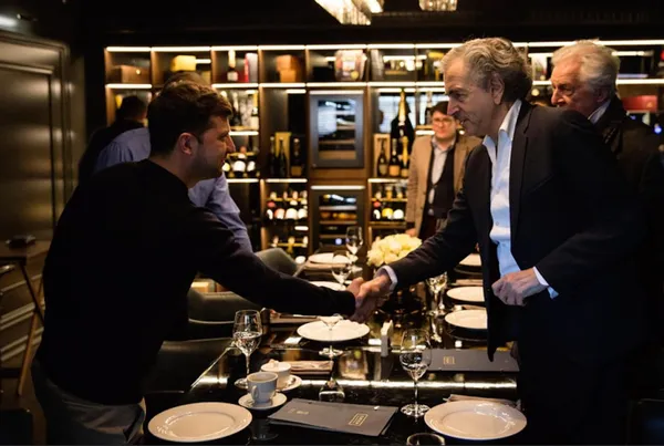 Volodymyr Zelensky meets with Bernard-Henri Lévy just days before he is elected President of Ukraine