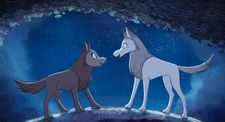 Robyn Goodfellowe (voiced by Honor Kneafsey) and Mebh Óg Mactíre (voiced by Eva Whittaker) in wolf form.