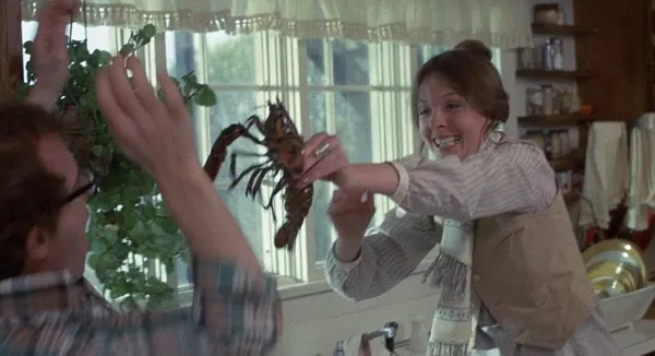 Diane Keaton wields a lobster in in Annie Hall