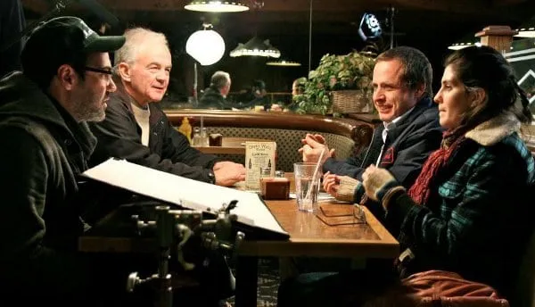 Chad Hartigan, Paul Eenhoorn, Richmond Arquettte and Sam Buchanan on the set of This Is Martin Bonner