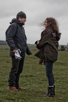 Jeremy Lovering and Alice Englert on the set of In Fear