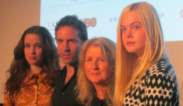 Ginger And Rosa's Alice Englert (Rosa), Alessandro Nivola (Roland), director Sally Potter, Elle Fanning (Ginger)
