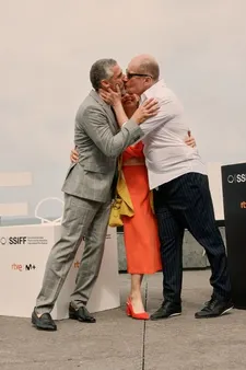 Leonardo Sbaraglia, Marcelo Subiotto and their co-star Mara Bestelli in San Sebastian