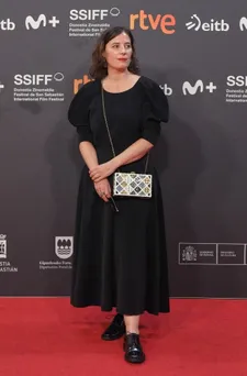 Milagros Mumenthaler in a black dress on the red carpet in San Sebastian