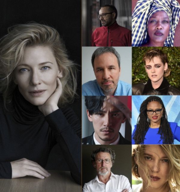 Cate Blanchett, main, and, from top, Andrey Zvyagintsev, Khadja Nin, Denis Villeneuve, Kristen Stewart, Chang Chen, Ava DuVernay, Robert Guédiguian, and Léa Seydoux