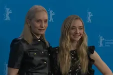 Mona Fastvold and Amanda Seyfried ahead of the press conference
