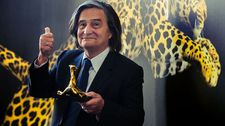 Thumbs up from New Wave icon Jean-Pierre Léaud who receives an award at Locarno
